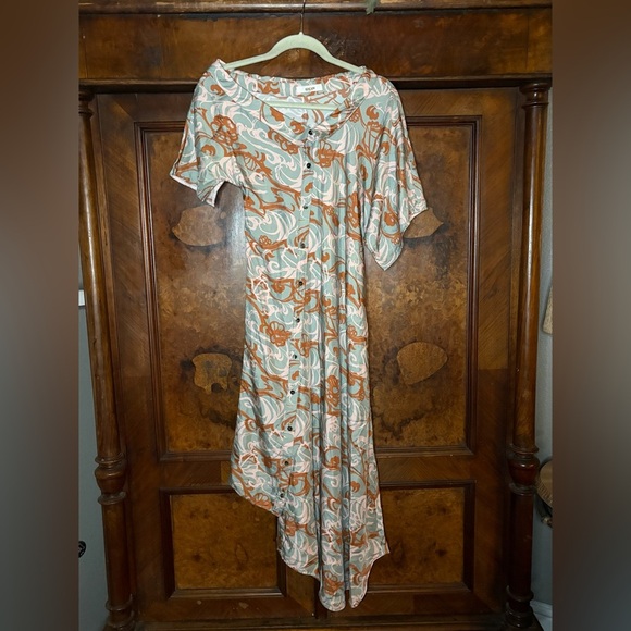 ADEAM- Floral Silk Shirtdress. Size M - Picture 4 of 11